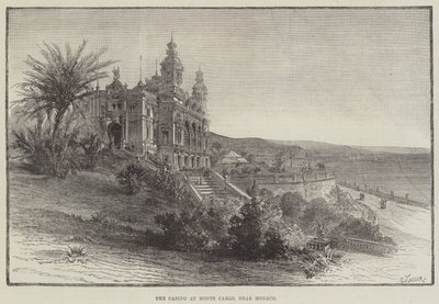 Kasyno w Monte Carlo, niedaleko Monako (grawerunek) autorstwa English School