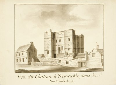Zamek, Newcastle upon Tyne (tusz i ołówek na papierze) autorstwa English School