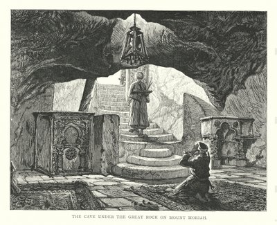 Jaskinia pod Wielką Skałą na Górze Moria (rycina) autorstwa English School