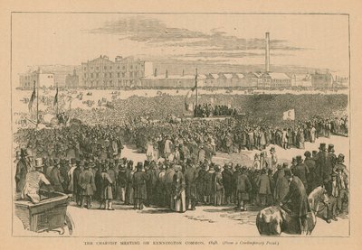 Spotkanie czartystów na Kennington Common w 1848 r. autorstwa English School