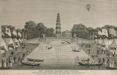 Chińska pagoda i most wzniesiony nad kanałem w St James