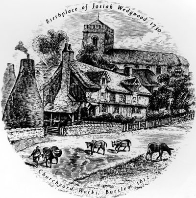 Prace na cmentarzu i kościół św. Janów, Burslem, XIX w. autorstwa English School