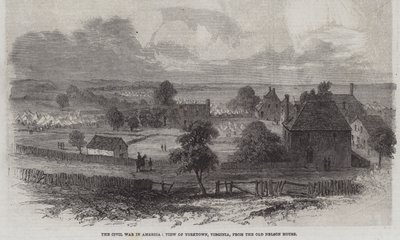 Wojna secesyjna w Ameryce, widok na Yorktown w stanie Wirginia, ze starego domu Nelsona (rycina) autorstwa English School