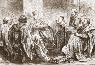 Konklawe wybierające cesarza Niemiec, ilustracja z Historii protestantyzmu Jamesa Aitkena Wylie (1808-1890), wyd. 1878 autorstwa English School