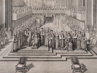 Koronacja króla Jakuba II (1633-1701) i jego drugiej żony Marii z Modeny (1658-1718) 1685 autorstwa English School