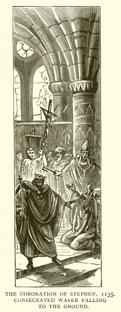 Koronacja Szczepana, 1135. Poświęcony opłatek spadający na ziemię autorstwa English School