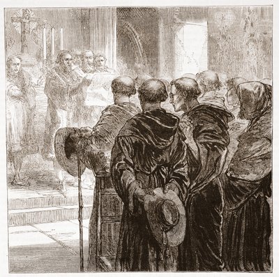 Radni rozwiązujący zakon augustianów w Zurychu, 1524, ilustracja z Historii protestantyzmu Jamesa Aitkena Wylie (1808-1890), wyd. 1878 autorstwa English School