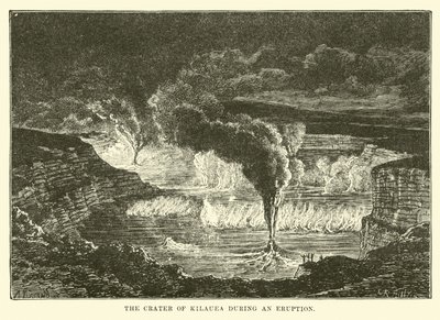 Krater Kilauea podczas erupcji autorstwa English School
