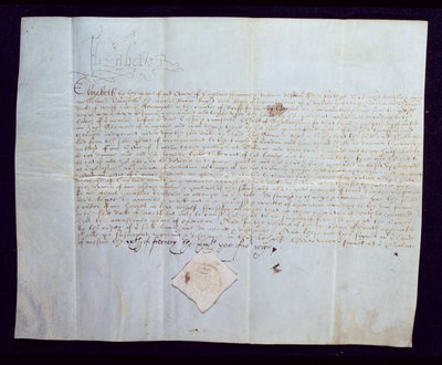 Nakaz śmierci Thomasa Howarda, 4. księcia Norfolk, podpisany przez królową Elżbietę I, 1572 (atrament na welinie) autorstwa English School