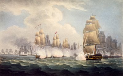 Klęska Francuzów pod Linois przez Commodore Dances Squadron, 15 lutego 1804 z The Naval Chronology of Great Britain, J. Ralfe autorstwa English School