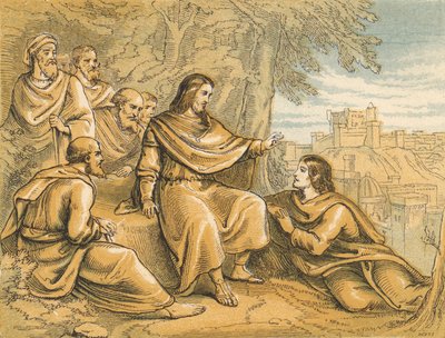 Zapowiedź zniszczenia Jerozolimy (kolorowa grawerunek) autorstwa English School