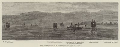 Zniszczenie latarni morskiej w Belfast Lough (rycina) autorstwa English School