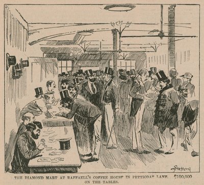 Diamond Mart w Raffaells Coffee House przy Petticoat Lane autorstwa English School