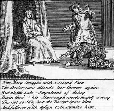 Doktor porodu, czyli New Whim Wham z Guildford, ok. 1726 autorstwa English School