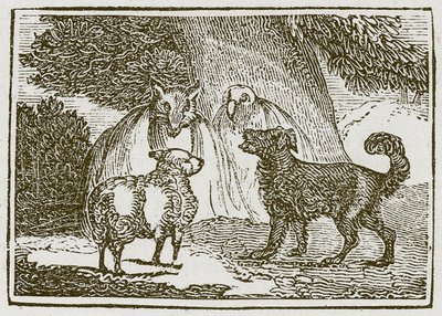 Pies i owca (rycina) autorstwa English School