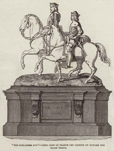 „The Doncaster Cup”, król Jan Francji prowadzony w niewoli przez Edwarda Czarnego Księcia (rycina) autorstwa English School