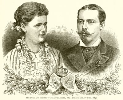 Książę i księżna Albany (żonaty, 1882. Książę Albany zmarł, 1884) autorstwa English School