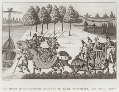 Książę Gloucester aresztowany przez hrabiego Marshalla i wysłany do Calais autorstwa English School