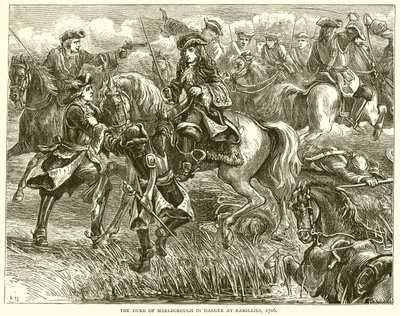 Książę Marlborough w niebezpieczeństwie w Ramillies, 1706 autorstwa English School