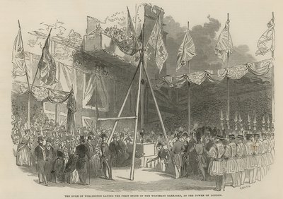Książę Wellington kładzie pierwszy kamień w koszarach Waterloo autorstwa English School