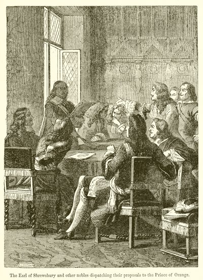 Hrabia Shrewsbury i inni szlachcice wysyłający swoje propozycje do księcia Orange autorstwa English School