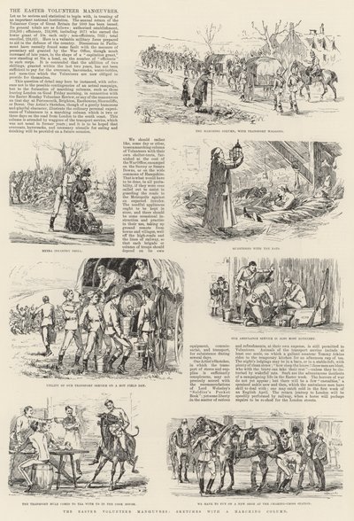 Wielkanocne Manewry Wolontariatu, Szkice z maszerującą kolumną (grafika) autorstwa English School