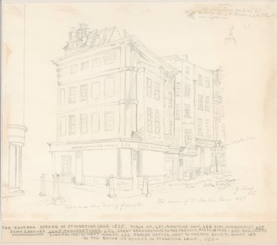Wschodni róg St Martins Lane, Londyn, 1825 autorstwa English School