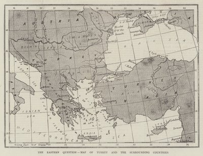 Kwestia wschodnia, mapa Turcji i krajów sąsiednich (rycina) autorstwa English School