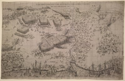 „Angielskie zwycięstwo nad Schottesami przez Muskelbroghe” 1547 (grafika) autorstwa English School