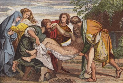 Złożenie do grobu (chromolitho) autorstwa English School
