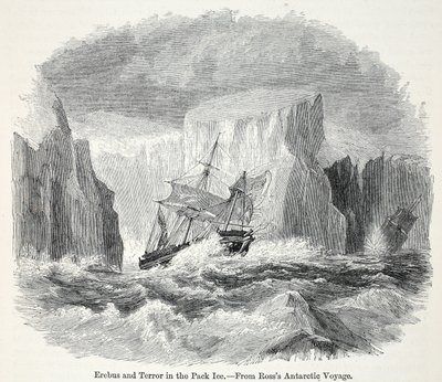Erebus i terror wśród gór lodowych autorstwa English School