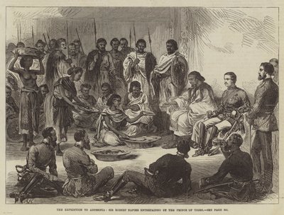 Wyprawa do Abisynii, Sir Robert Napier w towarzystwie księcia Tygry (rycina) autorstwa English School
