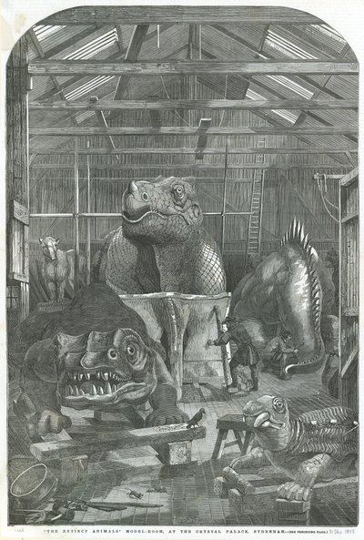 Pokój modelowy Extinct Animals, w Crystal Palace, Sydenham autorstwa English School