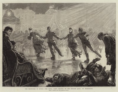 Uroczystości w Rosji, Królewska Łyżwiarstwo na Nabrzeżu Angielskim, Sankt Petersburg (rycina) autorstwa English School