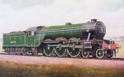 Latający Szkot kolei londyńskiej i północno-wschodniej, ilustracja z Księgi lokomotywy G. Gibbarda Jacksona, opublikowana w 1924 r. autorstwa English School