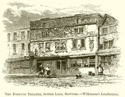 Teatr Fortuny, Golden Lane, Barbakan.--Wilkinsons Londiniana autorstwa English School