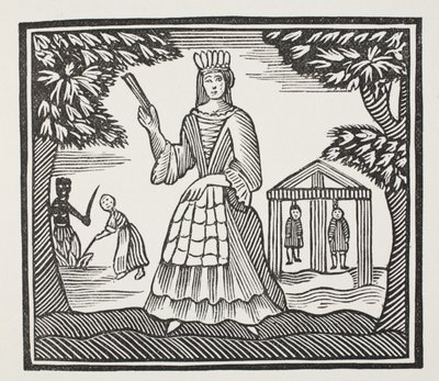 Fortuny i nieszczęścia Moll Flanders, który urodził się w Newgate, ilustracja z książki Chap-books of the Eighteenth Century Johna Ashtona, wyd. 1882 autorstwa English School