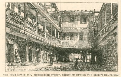 Zajazd Cztery łabędzie, ulica Bishopsgate autorstwa English School
