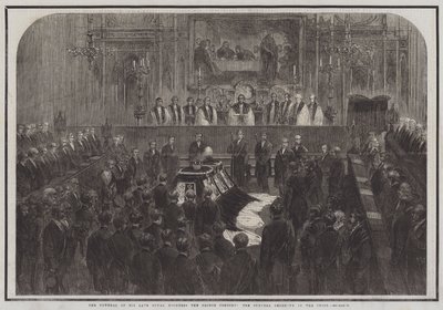Pogrzeb Jego zmarłej Królewskiej Wysokości Księcia Małżonka, Ceremonia Pogrzebowa w Chórze (rycina) autorstwa English School
