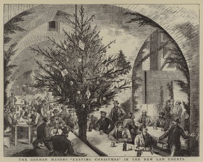 Niemieccy masoni "zachowujący Boże Narodzenie" w nowych sądach (rycina) autorstwa English School