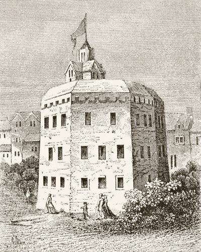 The Globe Theatre, Southwark, z „The National and Domestic History of England” Williama Hickmana Smitha Aubreya (1858-1916), wydana w Londynie, ok. 1890 autorstwa English School