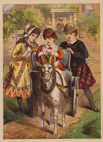 The Goat Chaise (kolorowa litografia) autorstwa English School