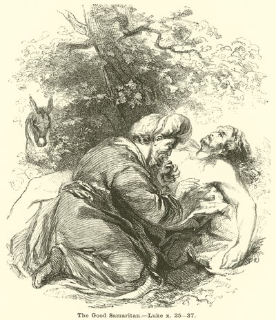 Dobry Samarytanin, Łukasz, x, 25, 37 autorstwa English School
