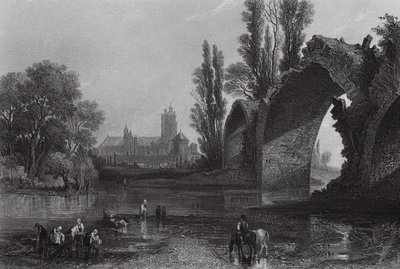 Gotycki most Eudes, Tours (rycina) autorstwa English School