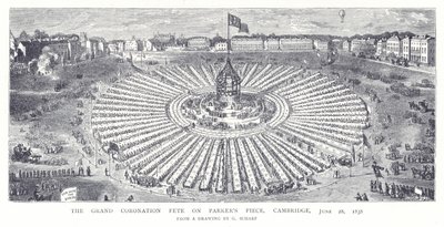 Wielki Koronacyjny Fete na Parkers Piece, Cambridge, 28 czerwca 1838 autorstwa English School