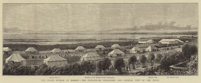 Grand Durbar w Bombaju, procesja inwestytury i widok ogólny namiotów (rycina) autorstwa English School