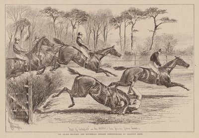 Gonitwy Wielkiej Brygady Wojskowej i Brygady Gospodarstw Domowych w Sandown Park (rycina) autorstwa English School