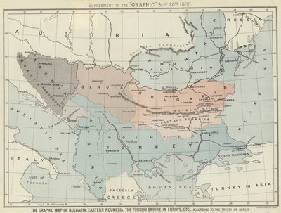 Mapa graficzna Bułgarii, Rumelii Wschodniej, Imperium Tureckiego w Europie autorstwa English School