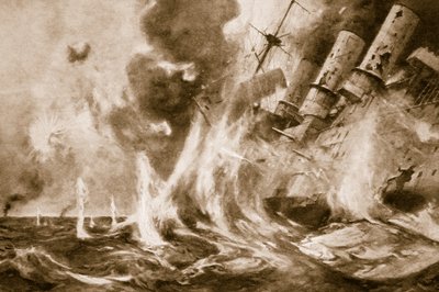 Wielkie brytyjskie zwycięstwo na Falklandach: niemiecki admirał ginie ze swoim okrętem flagowym, 1914-19 autorstwa English School