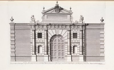 Wielka Brama w Burlington House, Piccadilly, z „Vitruvius Britannicus lub The British Architect” Colena Campbella autorstwa English School